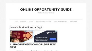 Juanads Review Scam or Legit Read First - Online Opportunity Guide