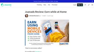 Juanads Review: Earn while at Home — Steemit