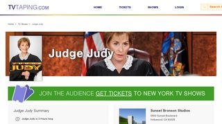 Judge Judy TV Show Information and Tickets - NYTix