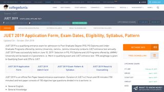 JUET 2019 Application Form, Exam Dates, Eligibility, Syllabus, Pattern