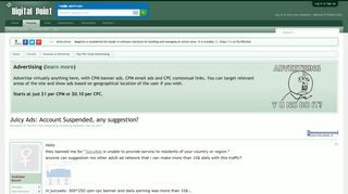 Juicy Ads: Account Suspended, any suggestion? - Digital Point Forums