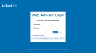 Web Advisor Login - The Juilliard School