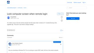 Lock computer screen when remote login – Jump Desktop Support