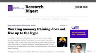 Working memory training does not live up to the hype – Research ...