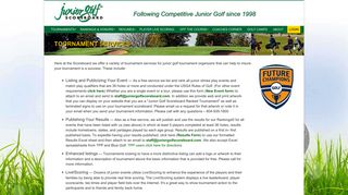 Tournament Services - Junior Golf Scoreboard
