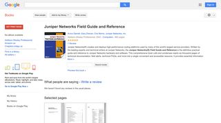 Juniper Networks Field Guide and Reference