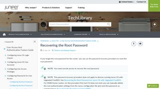 Recovering the Root Password - TechLibrary - Juniper Networks
