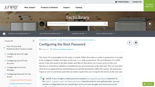 Configuring the Root Password - TechLibrary - Juniper Networks