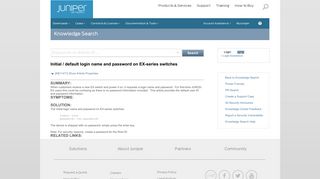 Juniper Networks - Initial / default login name and password on EX ...