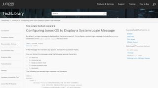 Configuring Junos OS to Display a System Login ... - Juniper Networks