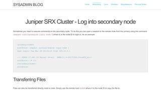 Juniper SRX Cluster - Log into secondary node | Sysadmin Blog
