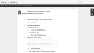 Juniper SRX High Availability Cluster | My work help blog