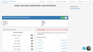 Juniper Junos Space Default Router Login and Password - Clean CSS