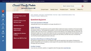 Questions by Jurors | Jackson County, MI