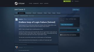Endless loop of Login Failure [Solved] :: Just Cause 3 General ...