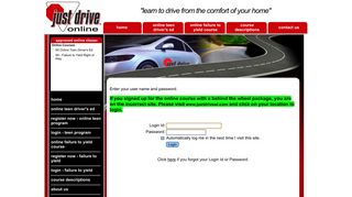 login - teen program - Just Drive Online