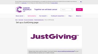 Set up a JustGiving page | Cancer Research UK