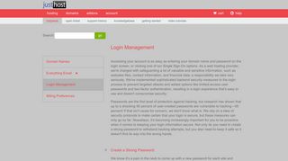 Login Management - Just Host cPanel account.