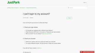 I can't login to my account? – JustPark | Help and Support