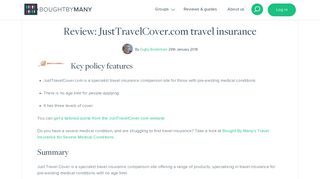 Review: JustTravelCover.com travel insurance - Bought By Many
