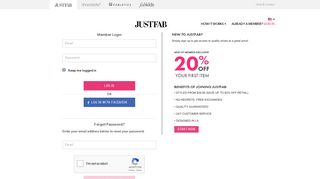 login/forgot password - JustFab