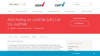 JustFab (UK) Ltd - ASA | CAP - Advertising Standards Authority