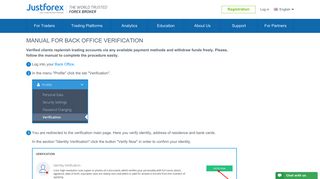 Manual for Back Office Verification - JustForex