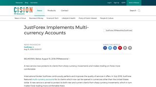 JustForex Implements Multi-currency Accounts - PR Newswire