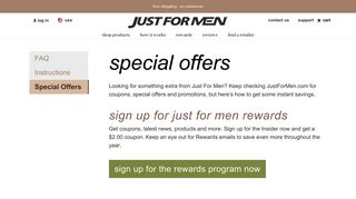 Special Offers, Coupons & Promotions - Just For Men