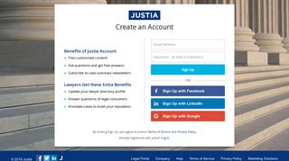 Justia Accounts: Sign Up