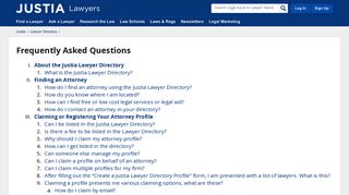 Frequently Asked Questions - Justia Lawyer Directory