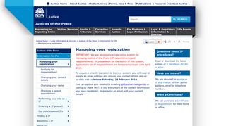 Managing your registration - Justices of the Peace