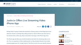 Justin.tv Offers Live Streaming Video iPhone App - Tubular Insights
