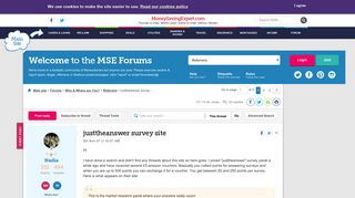 justtheanswer survey site - MoneySavingExpert.com Forums