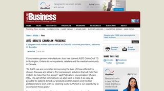 JUZO Debuts Canadian Presence -- HME Business