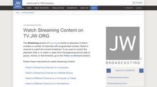 Streaming Online Channels | TV.JW.ORG | Tutorial