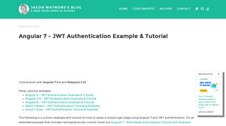 Angular 7 - JWT Authentication Example & Tutorial | Jason Watmore's ...
