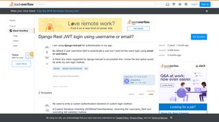 Django Rest JWT login using username or email? - Stack Overflow