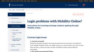 Login problems with Mobility-Online? — University of Jyväskylä