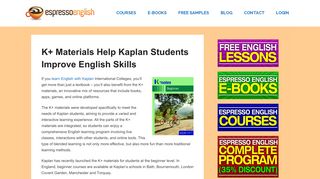 K+ Materials Help Kaplan Students Improve English Skills – Espresso ...
