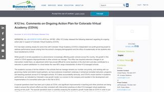 K12 Inc. Comments on Ongoing Action Plan for Colorado Virtual ...