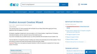 Student Account Creation Wizard - K12 Customer Support