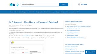 OLS Account - User Name or Password Retrieval - K12 Customer ...