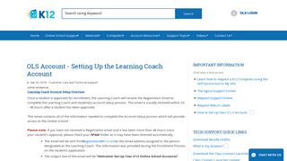 OLS Account - Setting Up the Learning Coach ... - K12 Parent Portal