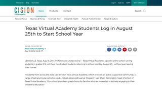 Texas Virtual Academy Students Log in August 25th ... - PR Newswire