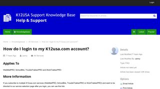 How do I login to my K12usa.com account?