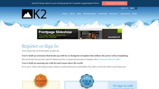 Register or Sign In - K2 Joomla extension