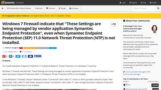 These Settings are being managed by vendor application Symantec ...