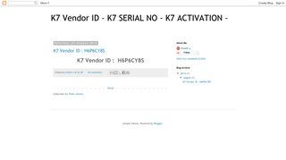 K7 Vendor ID - K7 SERIAL NO - K7 ACTIVATION -