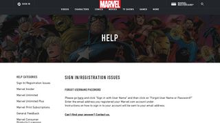 Forgot Username/Password | Marvel.com